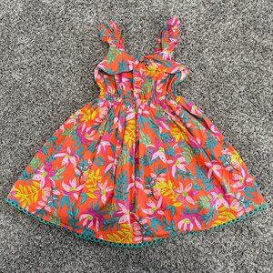 Tommy Bahama Sleeveless Ruffled Cotton Colorful Floral Dress Girl's Size 8